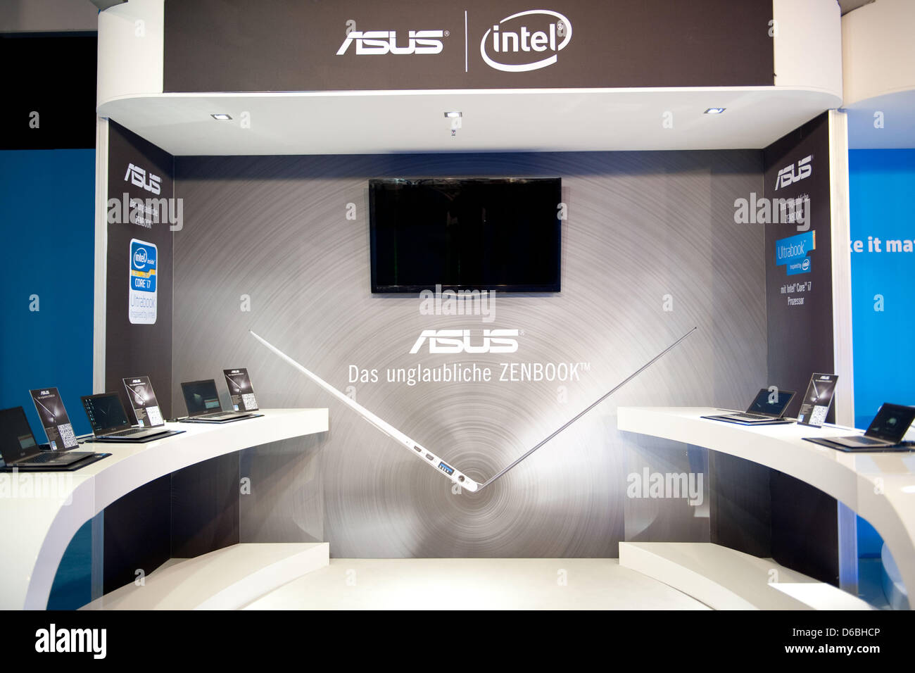 The stand of Taiwanese manufacturer "Asus" is pictured at the Berlin Radio  Show (IFA) in Berlin, Germany, 30 August 2012. Until 05 September, 240,000  visitors are expected to the consumer electronics and