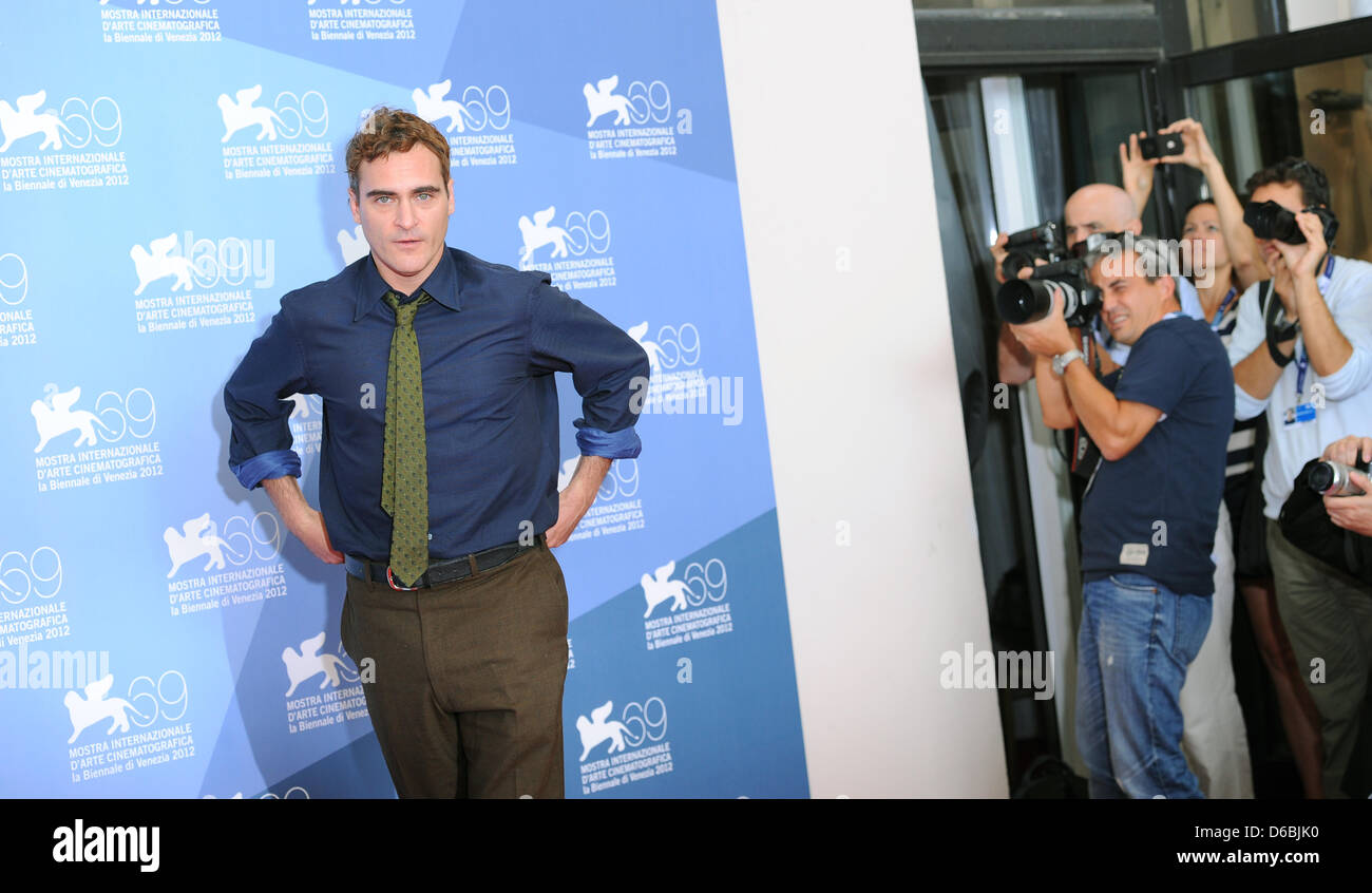 US actor Joaquin Phoenix poses during a photocall of the movie 'The Master' during the 69th Venice International Film Festival in Venice, Italy, 01 September 2012. The movie is presented in the official competition 'Venezia 69' of the festival, which runs from 29 August to 08 September. Photo: Jens Kalaene dpa Stock Photo