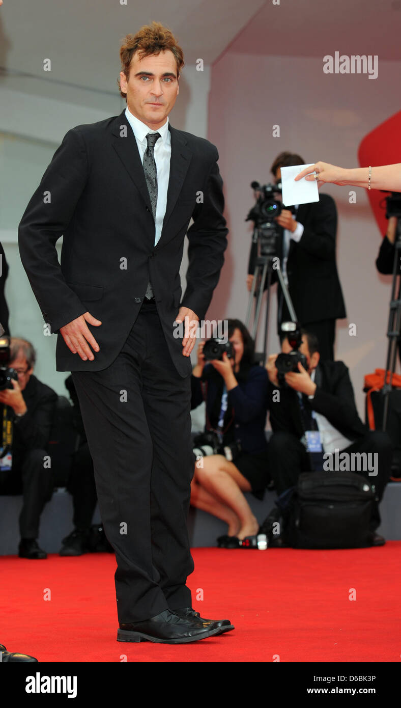 US actor Joaquin Phoenix arrives at the premiere of the movie 'The Master' at Palazzo del Cinema during the 69th Venice International Film Festival, in Venice, Italy, 01 September 2012. Photo: Jens Kalaene dpa Stock Photo