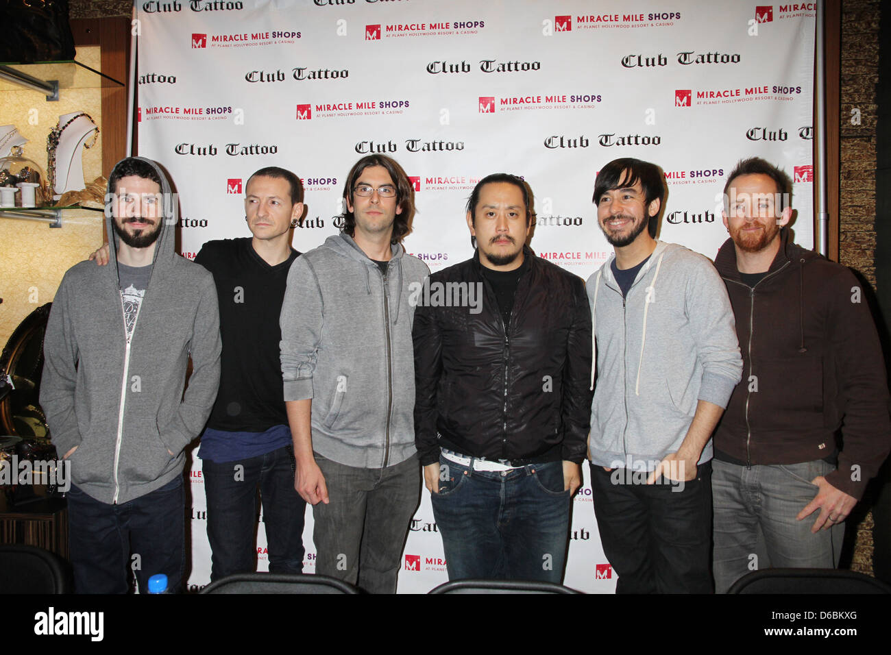 Linkin Park Club Tattoo Inside Miracle Mile Shops hosts an autograph signing with Linkin Park at Planet Hollywood Resort and Stock Photo