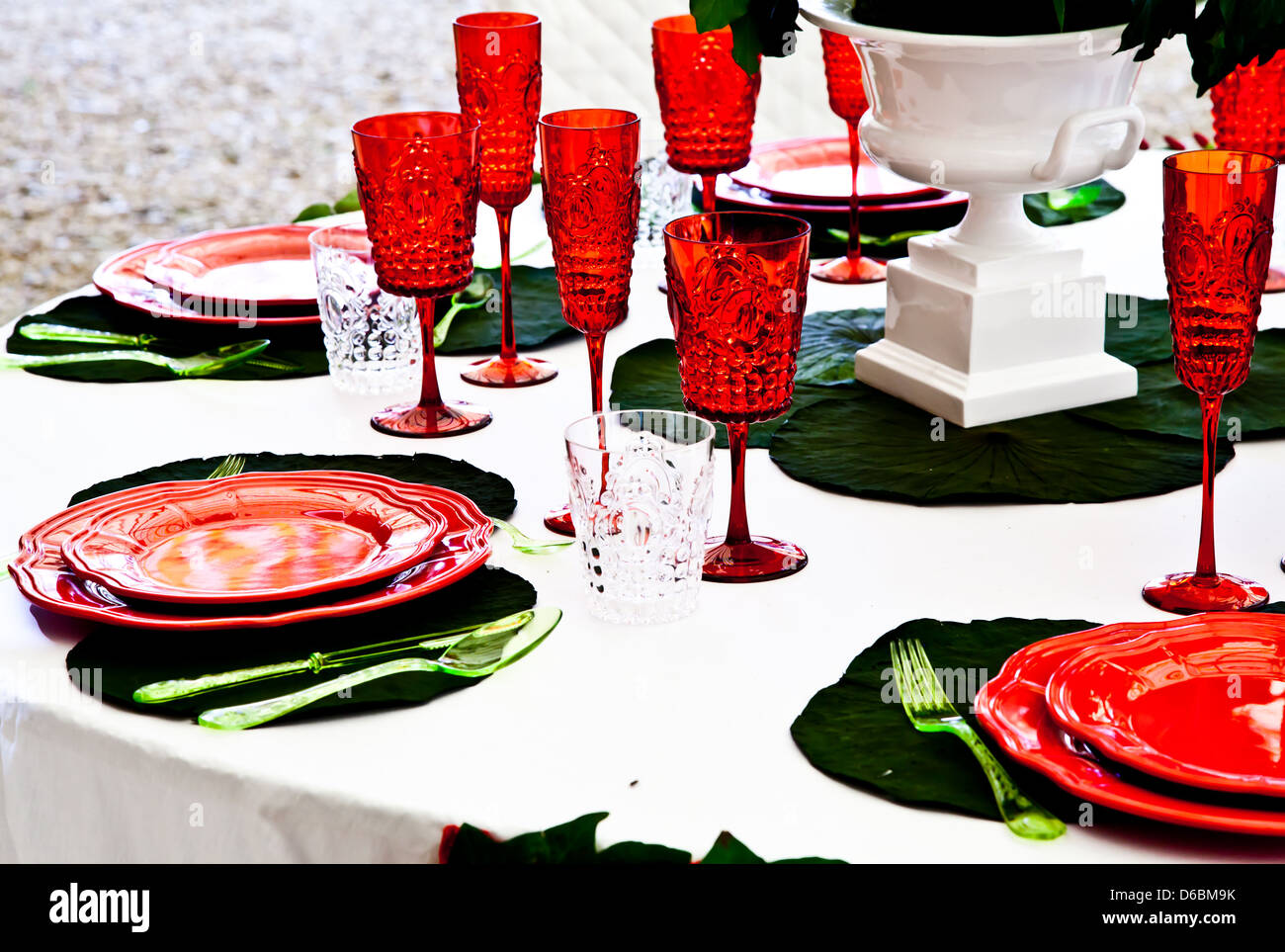 Dinner table setup - Italian Style Stock Photo - Alamy
