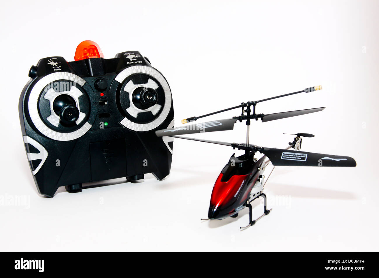 Small 3 three channel remote control model helicopter with remote controller Stock Photo