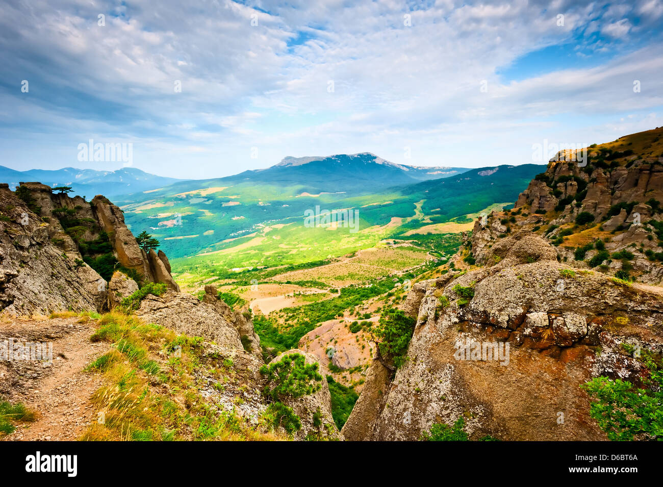 Scenic view from Demerdji to Alushta valley. Crimea. Ukraine Stock Photo
