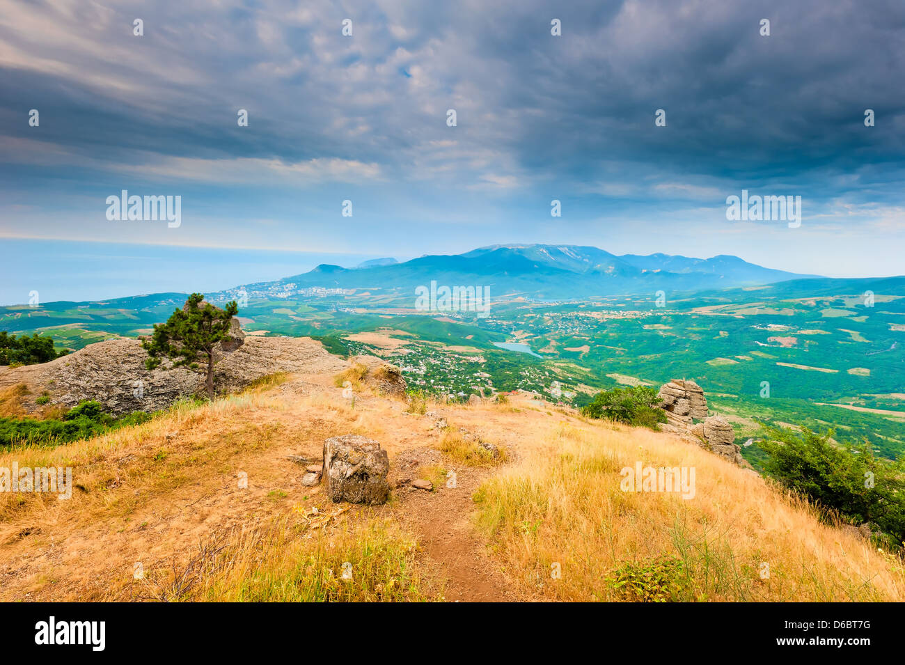 Scenic view from Demerdji to Alushta valley. Crimea. Ukraine Stock Photo
