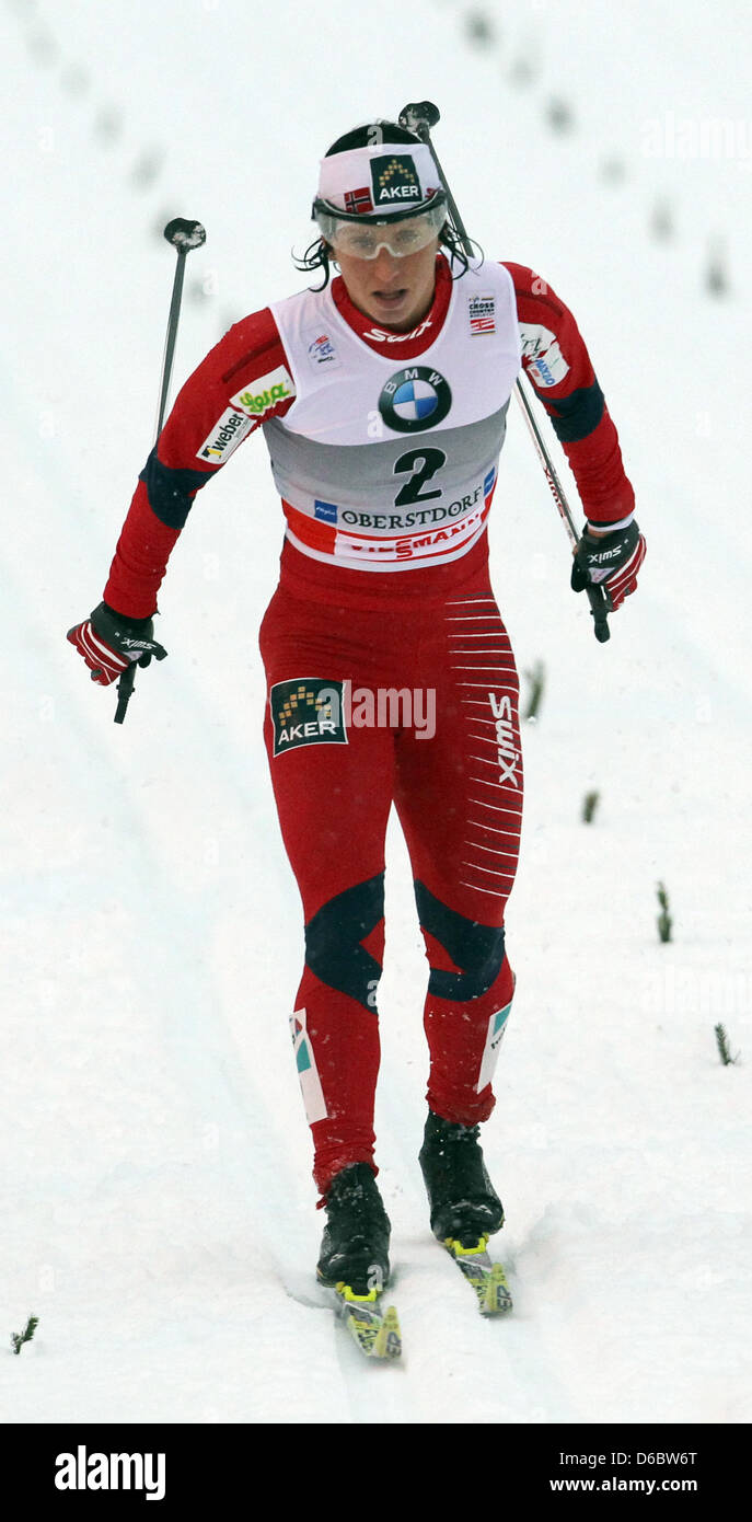 Norwegian cross country skier Marit Bjoergen placed second in the ...