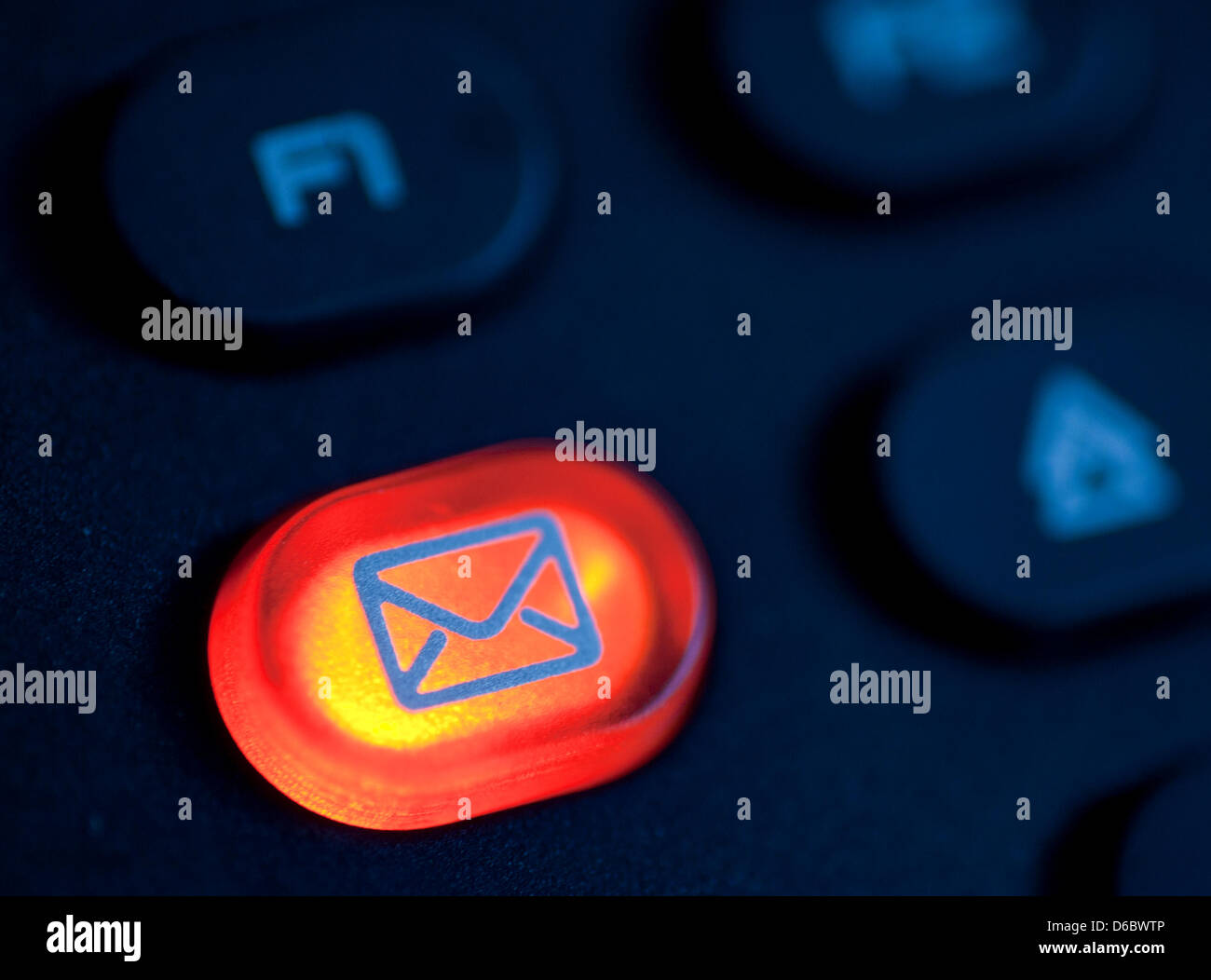 A flashing red light is on display on a telephone in Munich, Germany, 2