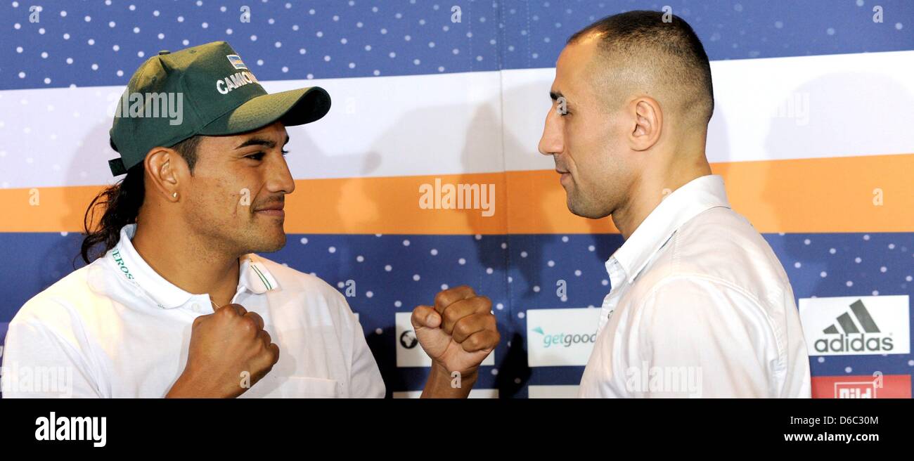 Professional boxers Pablo Farias (L) from Argentina and Armenian-German ...
