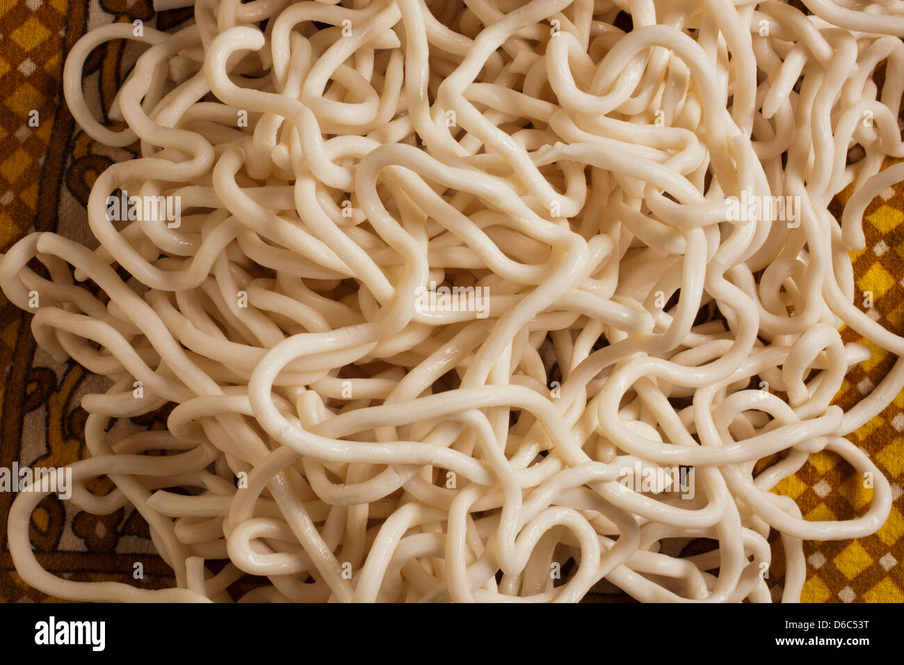 Fresh uncooked udon noodle Stock Photo