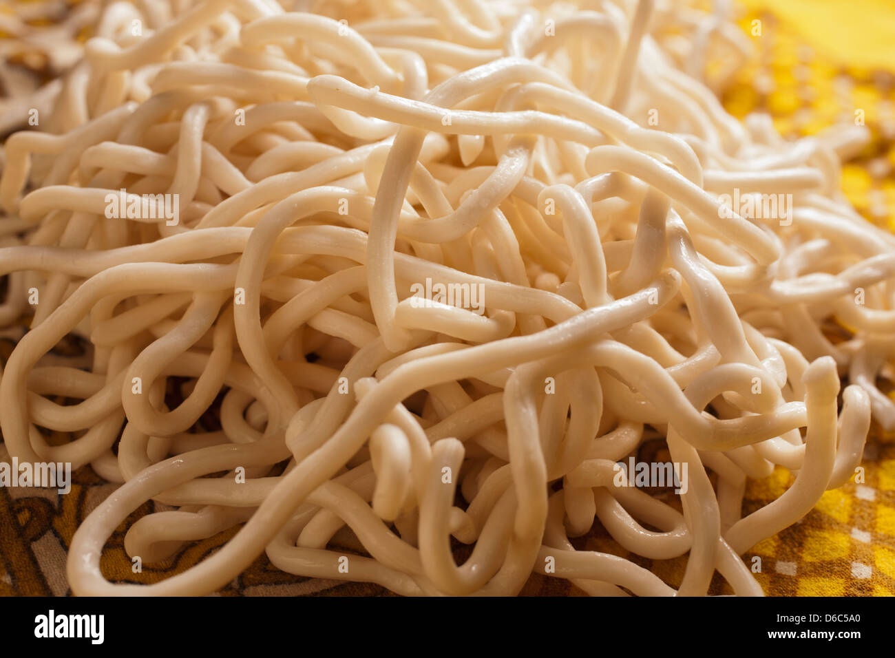 Fresh uncooked udon noodle Stock Photo Alamy