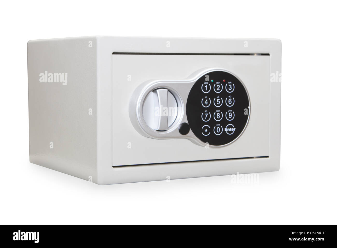 Silver metal safe box isolated over white Stock Photo Alamy