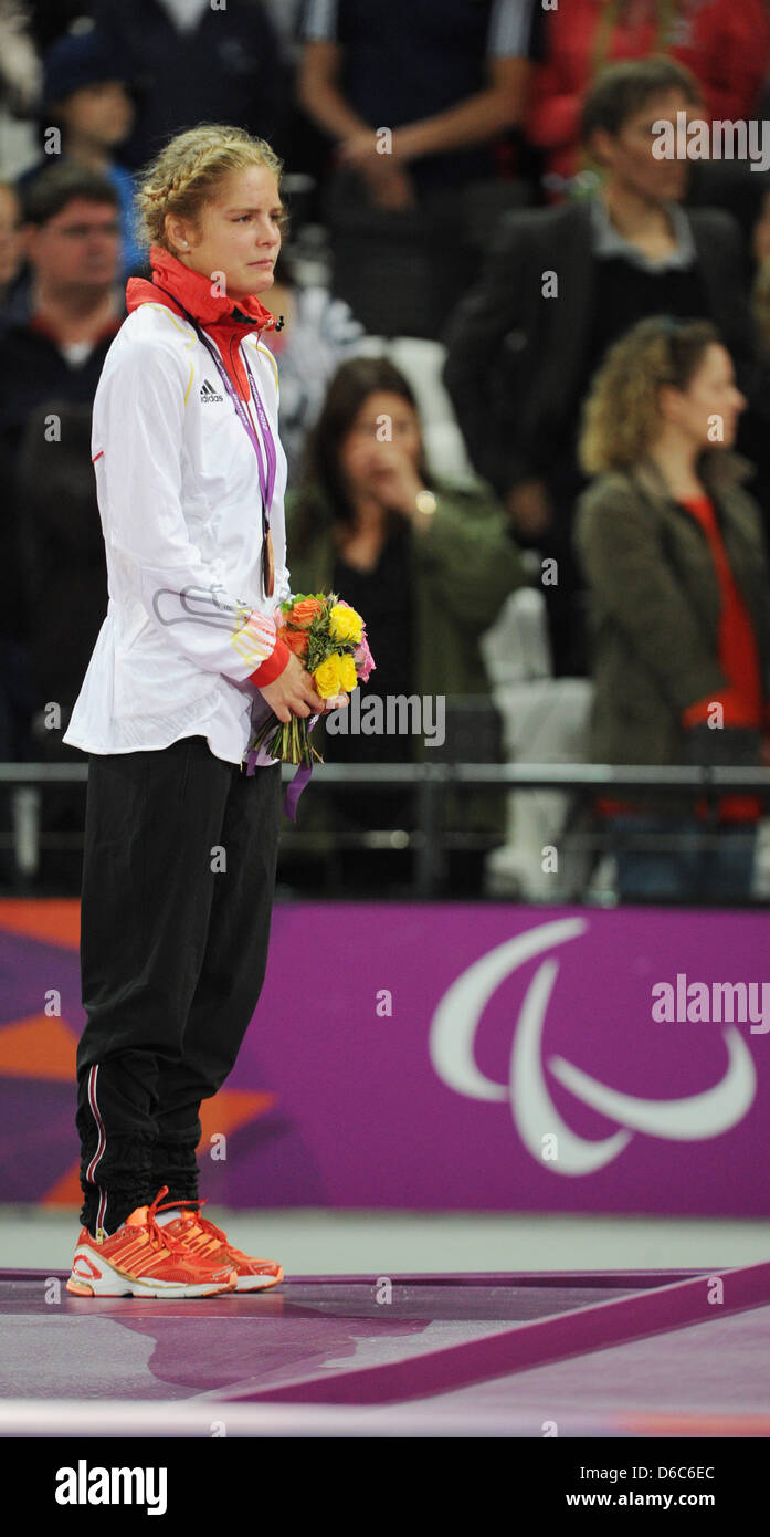 Maria Seifert of Germany celebrates her bronze medal for the women's ...