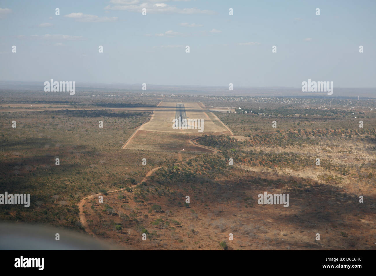 Coming into land at Livingstone airport, Southern, Zambia Stock Photo