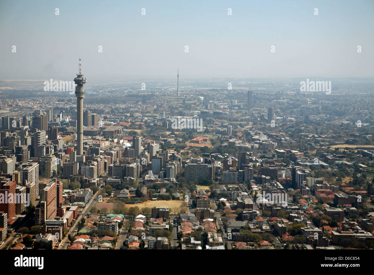 Johannesburg cityscape from the air with the Sentech Tower Stock Photo ...