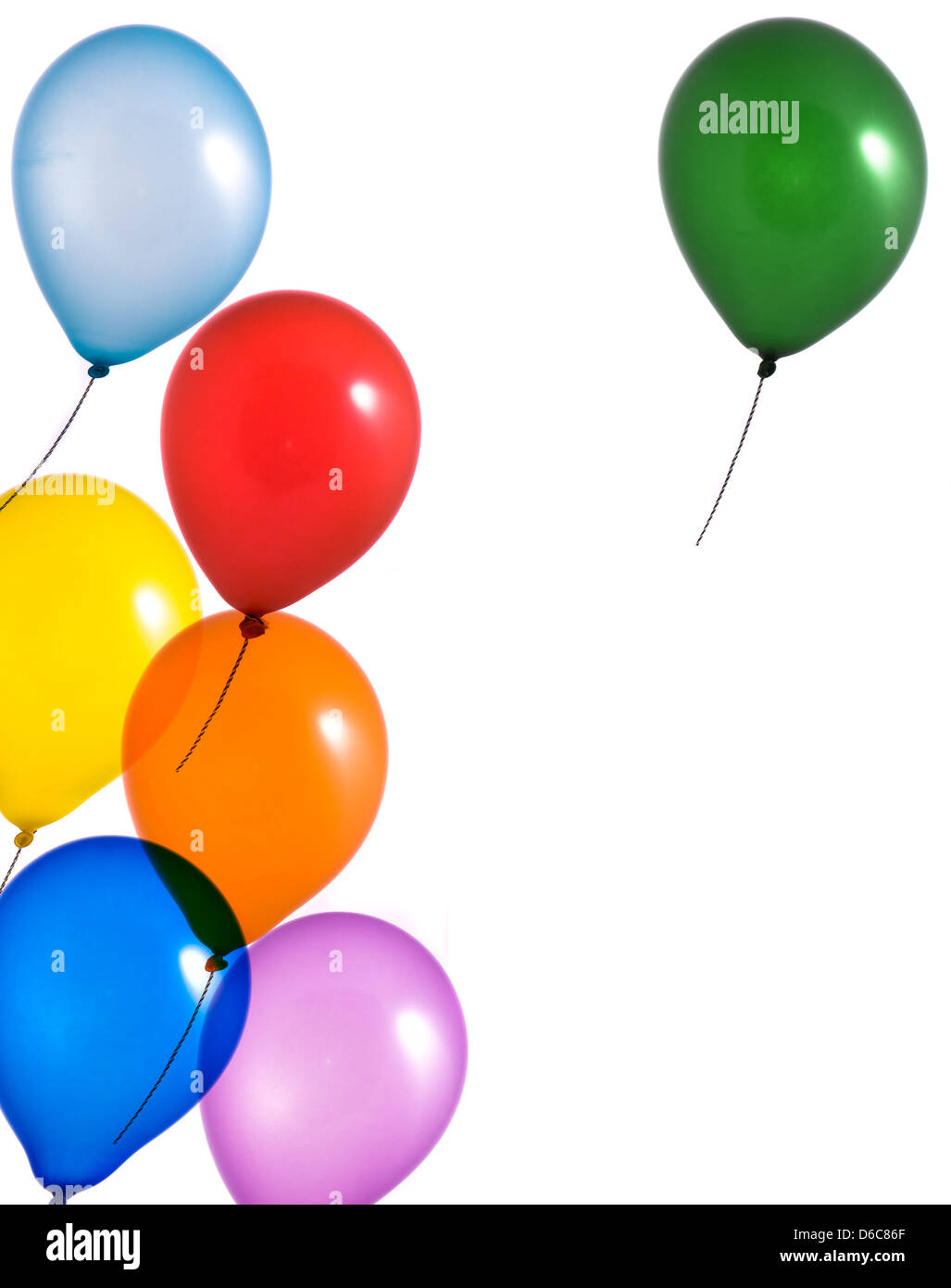 Multi color balloons on white background Stock Photo - Alamy