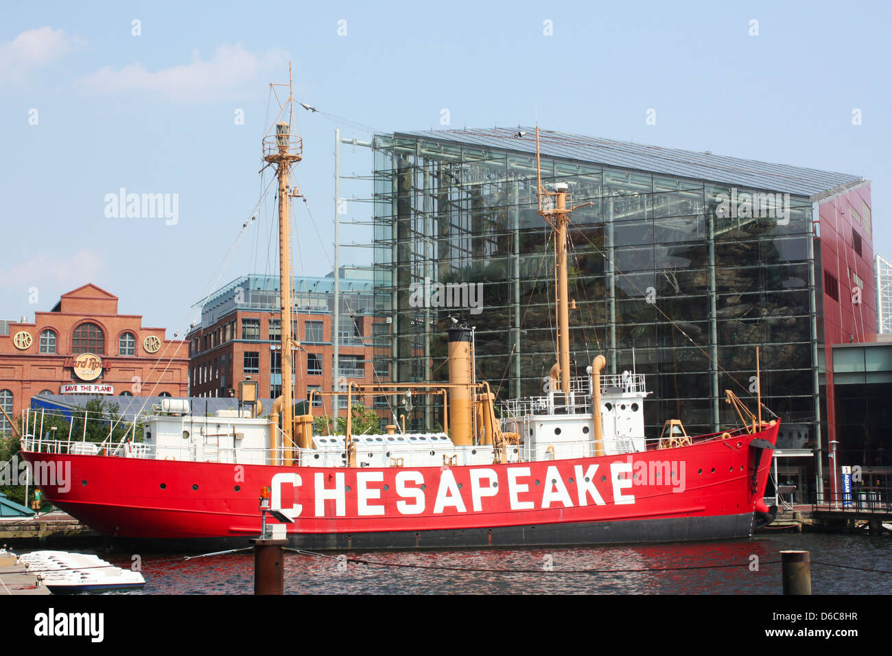 Red Chesapeake ship in Baltimore, Maryland, USA Stock Photo