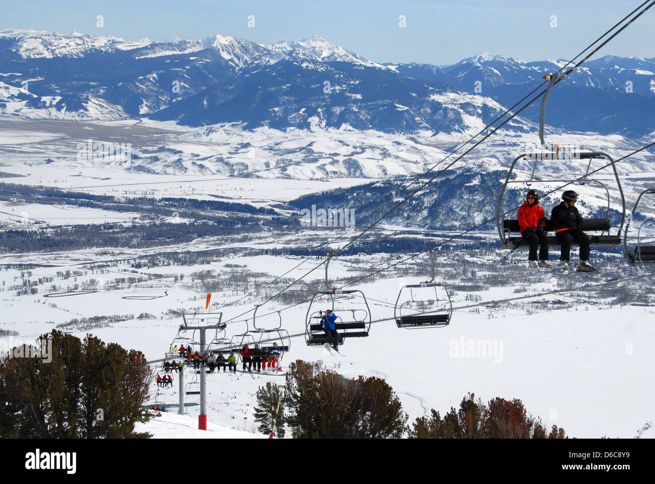 Chairlift on skislopes at Jackson Hole, Wyoming Stock Photo Alamy