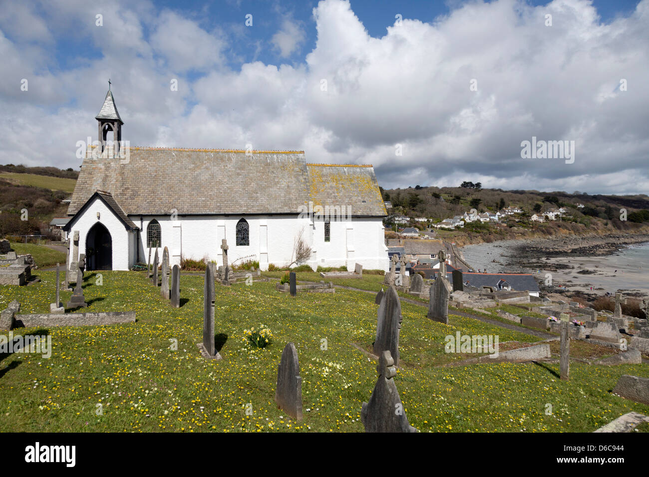 Coverack; St Peter's Church; The Lizard; Cornwall; UK Stock Photo