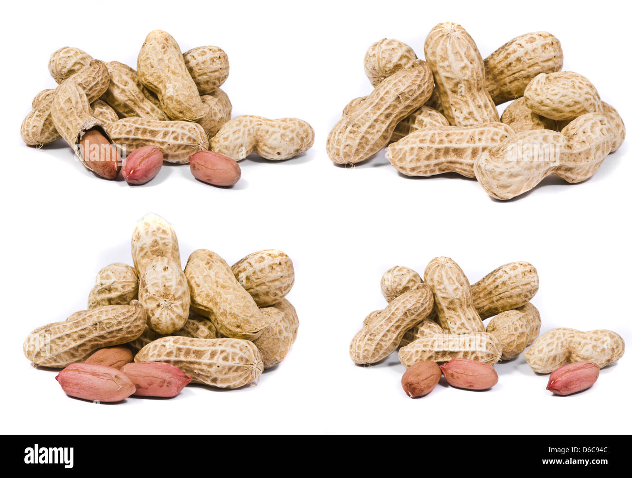 Peanuts macro shots, isoliated on white Stock Photo