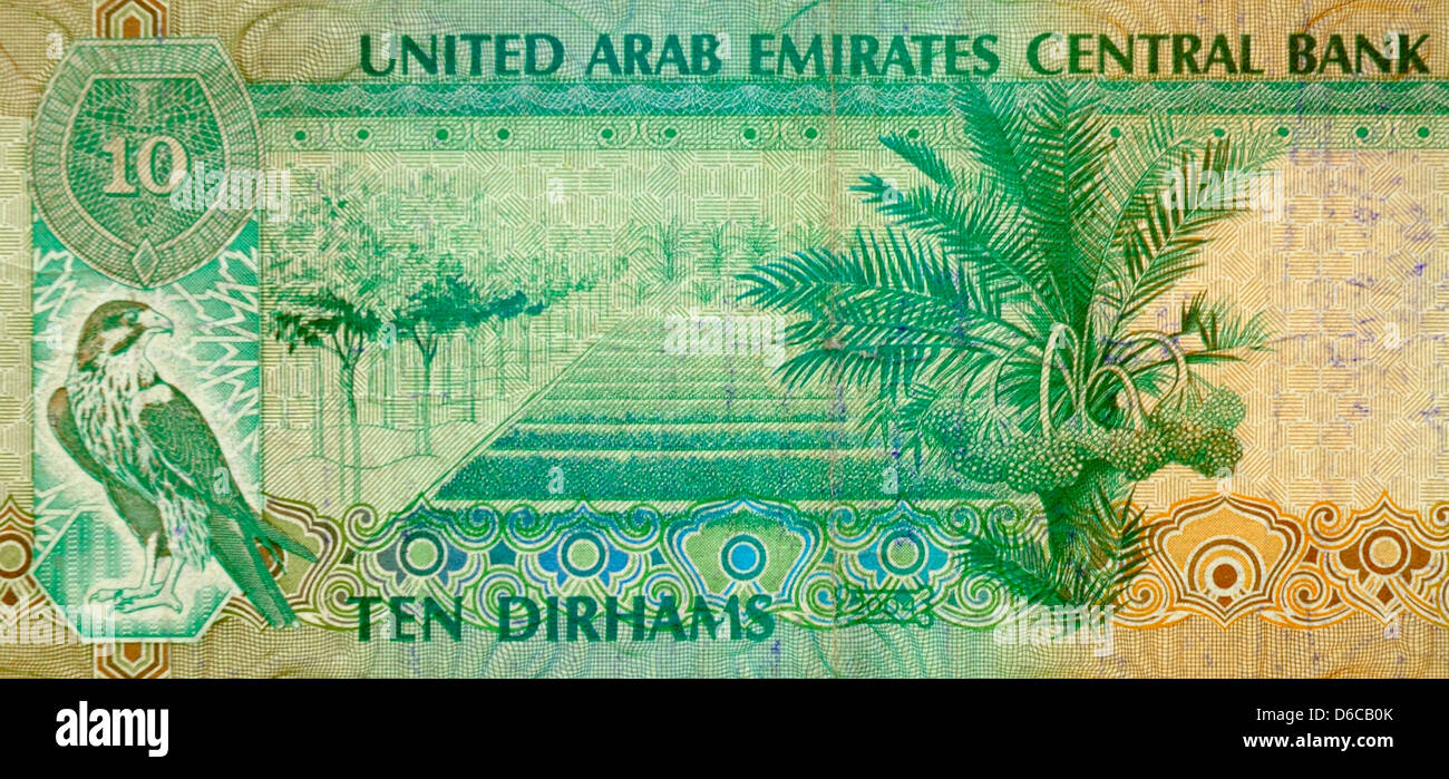 United Arab Emirates UAE 10 Ten Dirham Bank Note Stock Photo