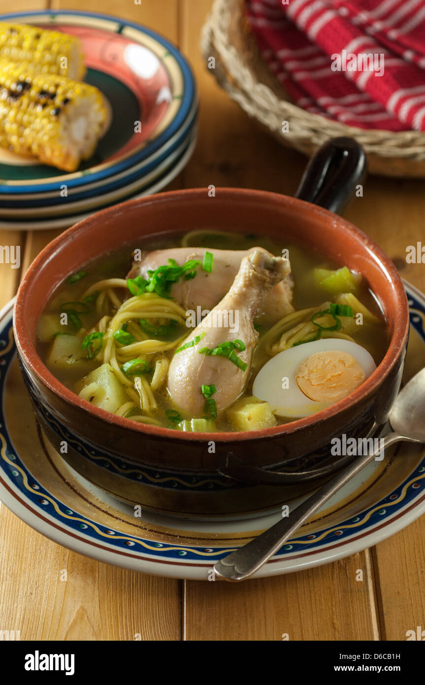 Caldo de gallina Chicken noodle soup Stock Photo Alamy