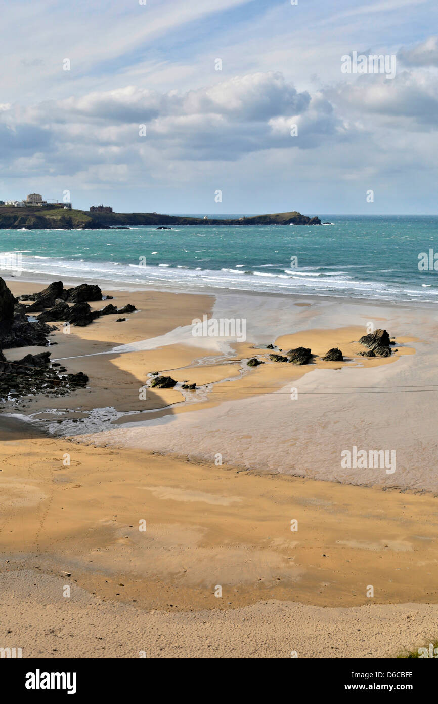 Lusty Glaze Beach; Newquay; Cornwall; UK Stock Photo