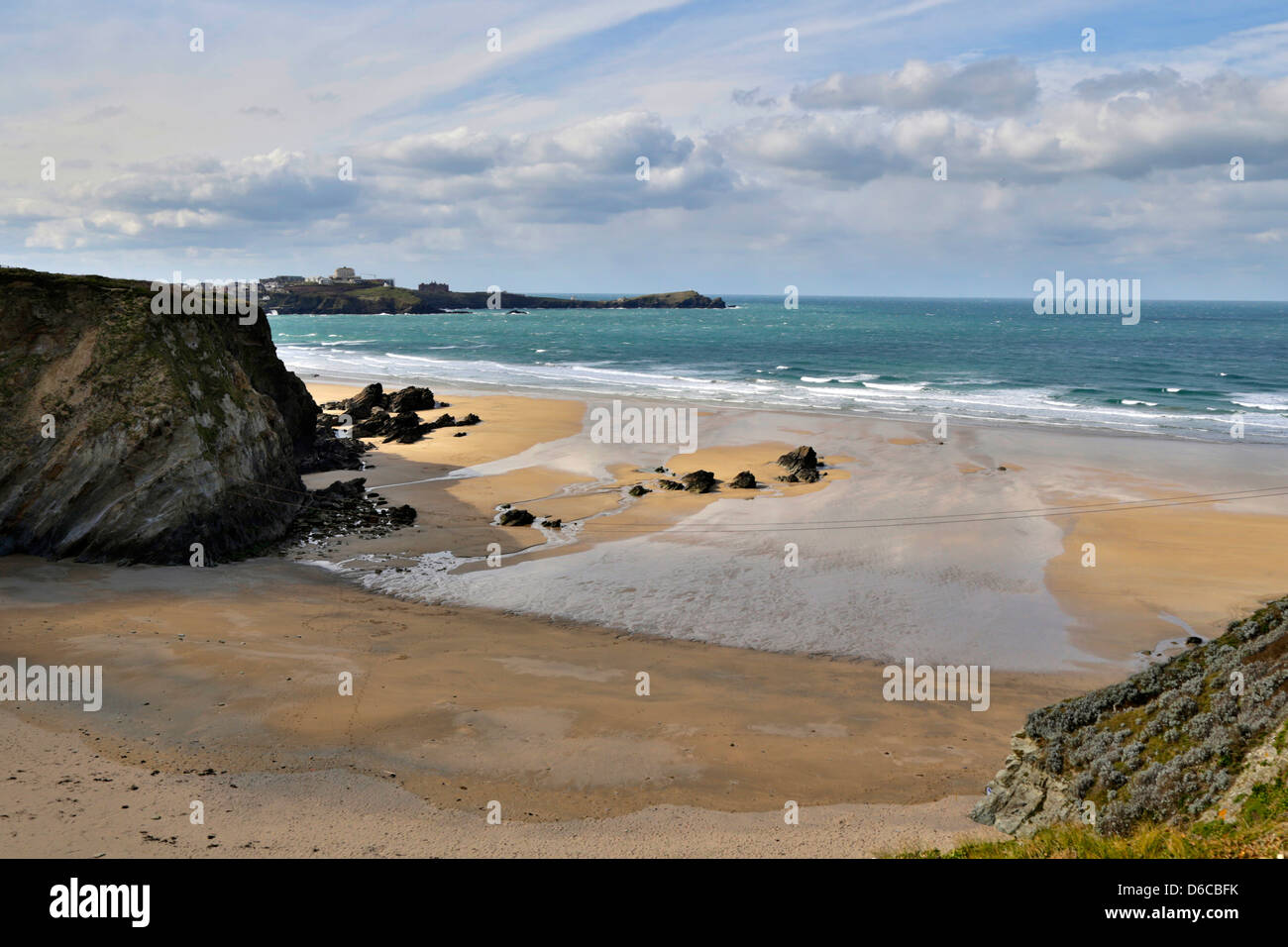 Lusty Glaze Beach; Newquay; Cornwall; UK Stock Photo