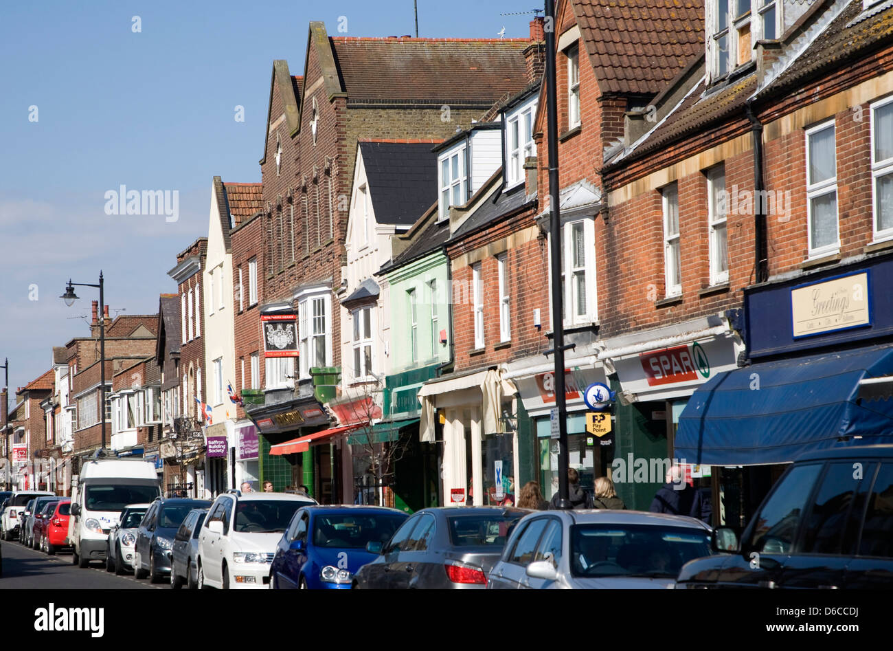 Shops on Connaught Avenue, Frinton on Sea, Essex, England Stock Photo