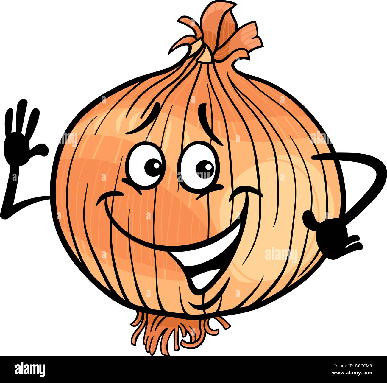Cartoon Illustration of Funny Comic Onion Root Vegetable Food Character