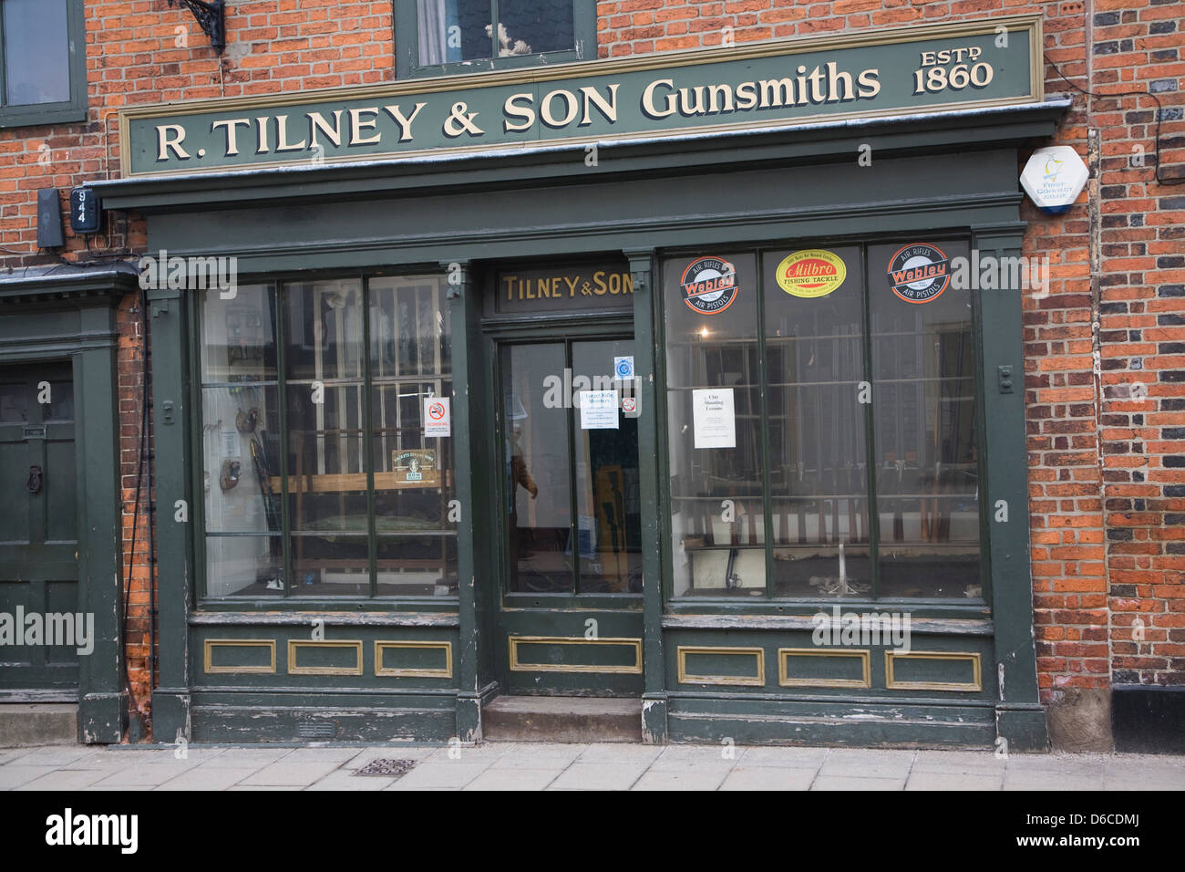 R. Tilney gunsmiths shop Beccles, Suffolk, England Stock Photo Alamy