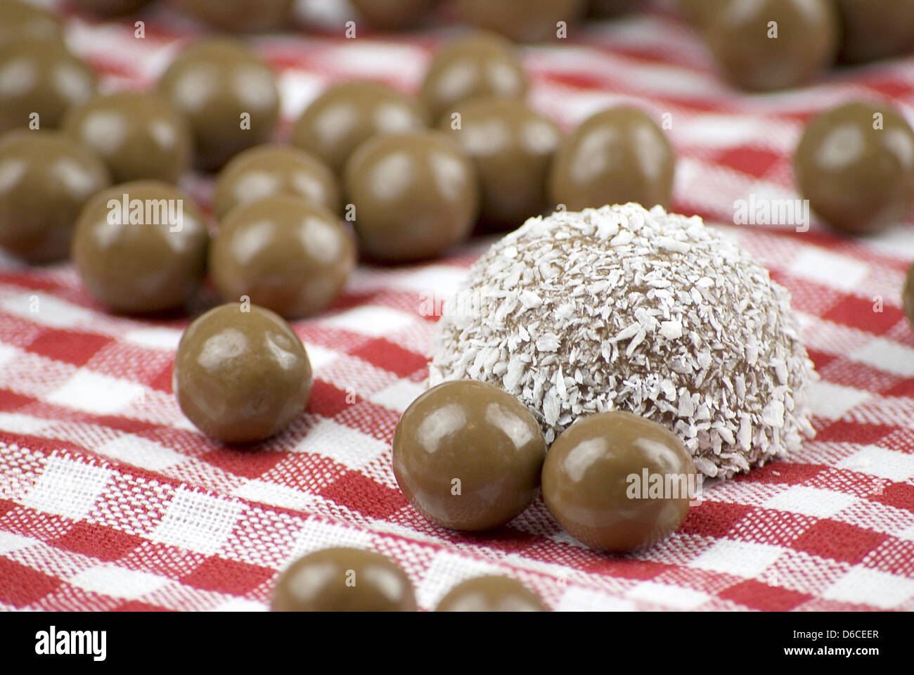 Chocolate and coconut covered marshmallow Stock Photo Alamy