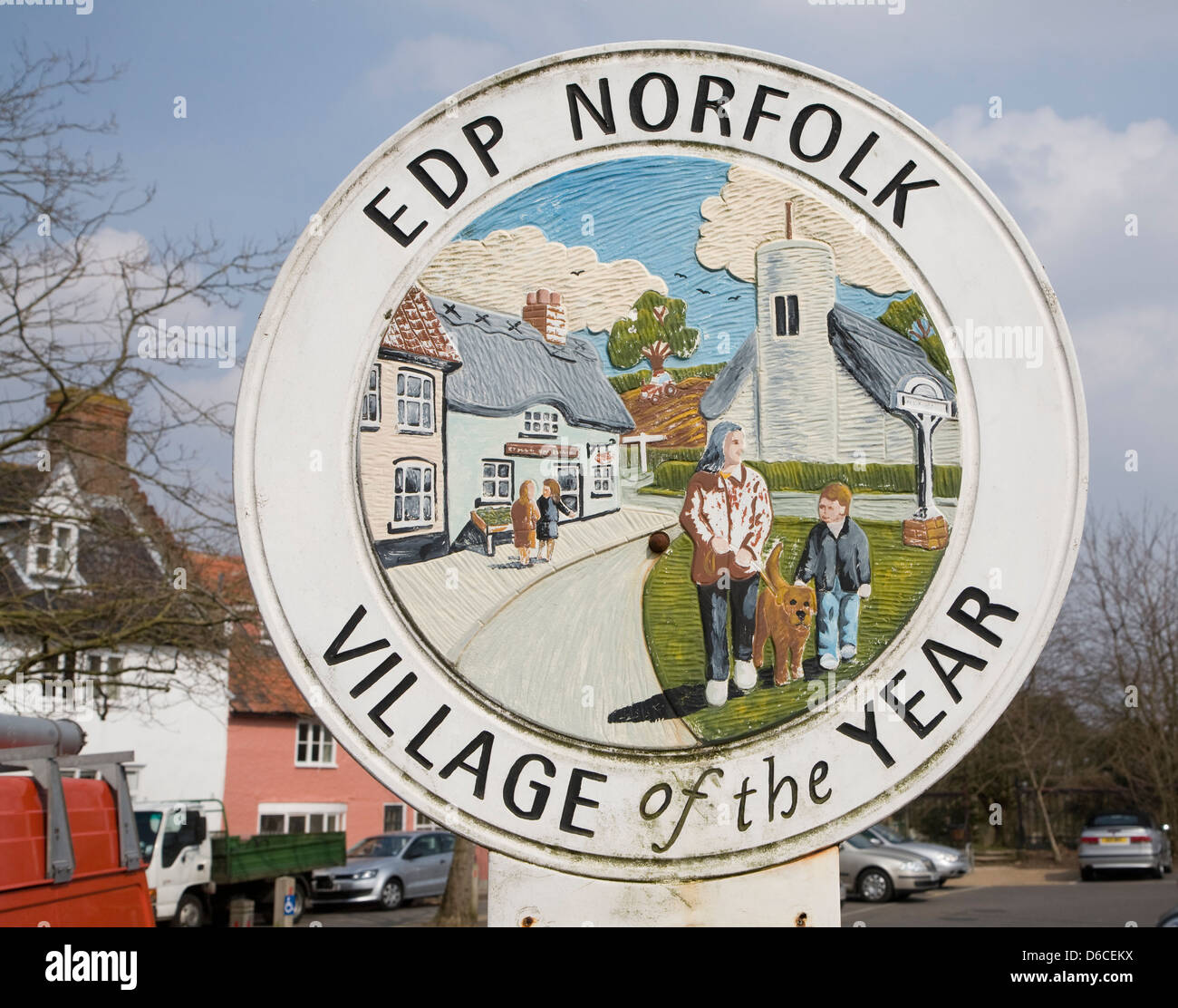 Village of the year sign at loddon hires stock photography and images