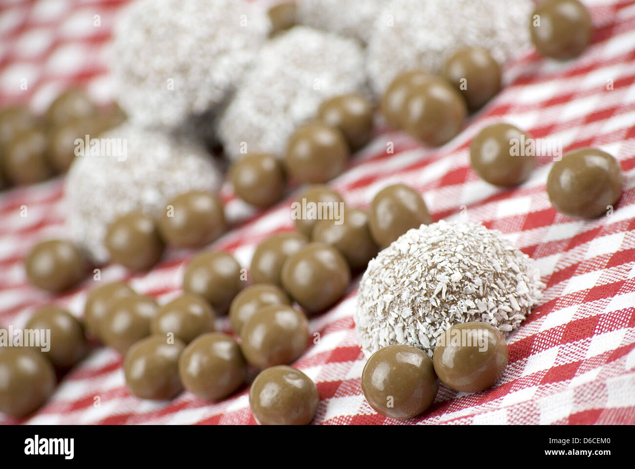 Chocolate and coconut covered marshmallow Stock Photo Alamy