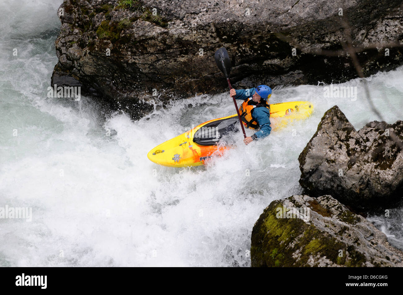 Kayaker in the rough water Stock Photo