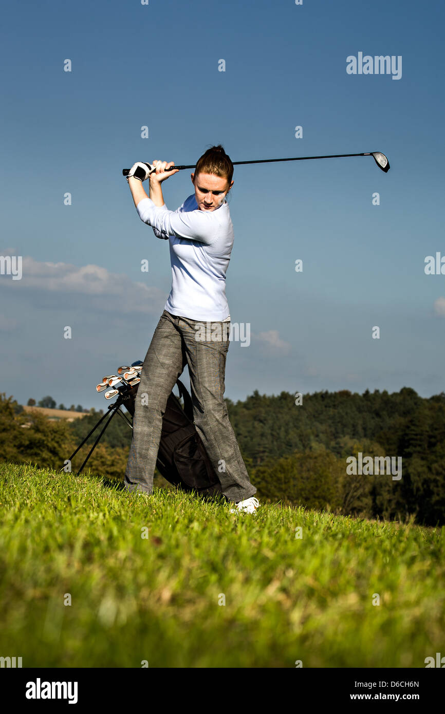 playing golf Stock Photo