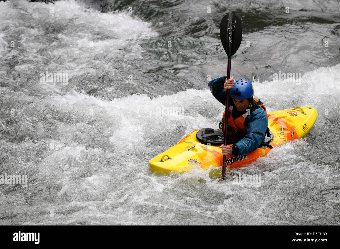 Kayaker in the rough water Stock Photo