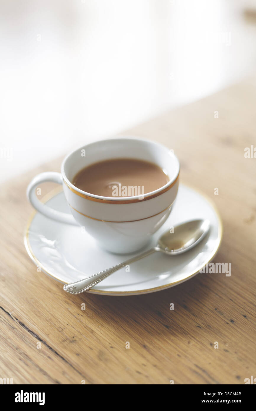 Cup of milky tea,view from above. Stock Photo