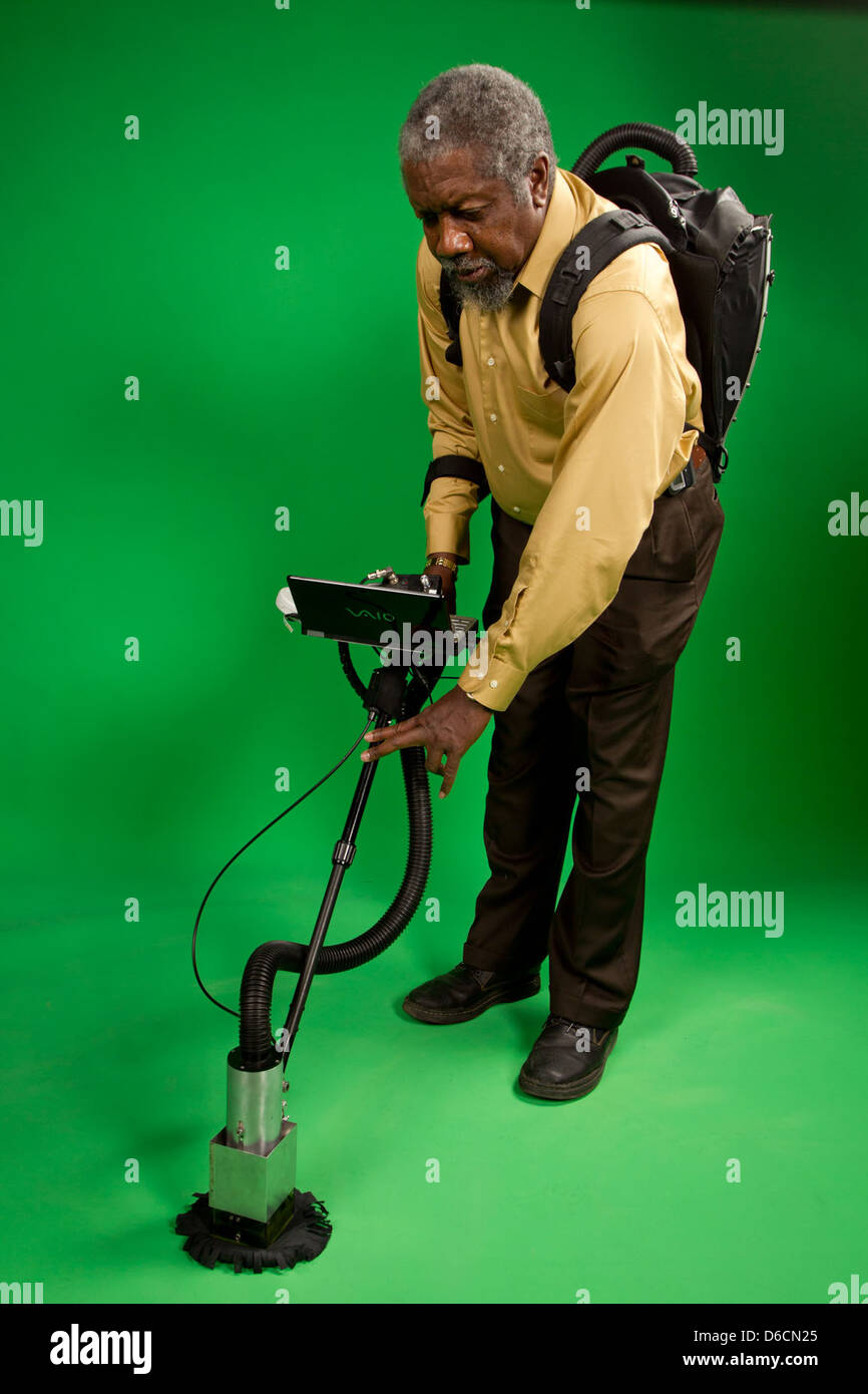 Backpack Mounted Laser Induced Breakdown Spectroscopy (LIBS) System Stock Photo