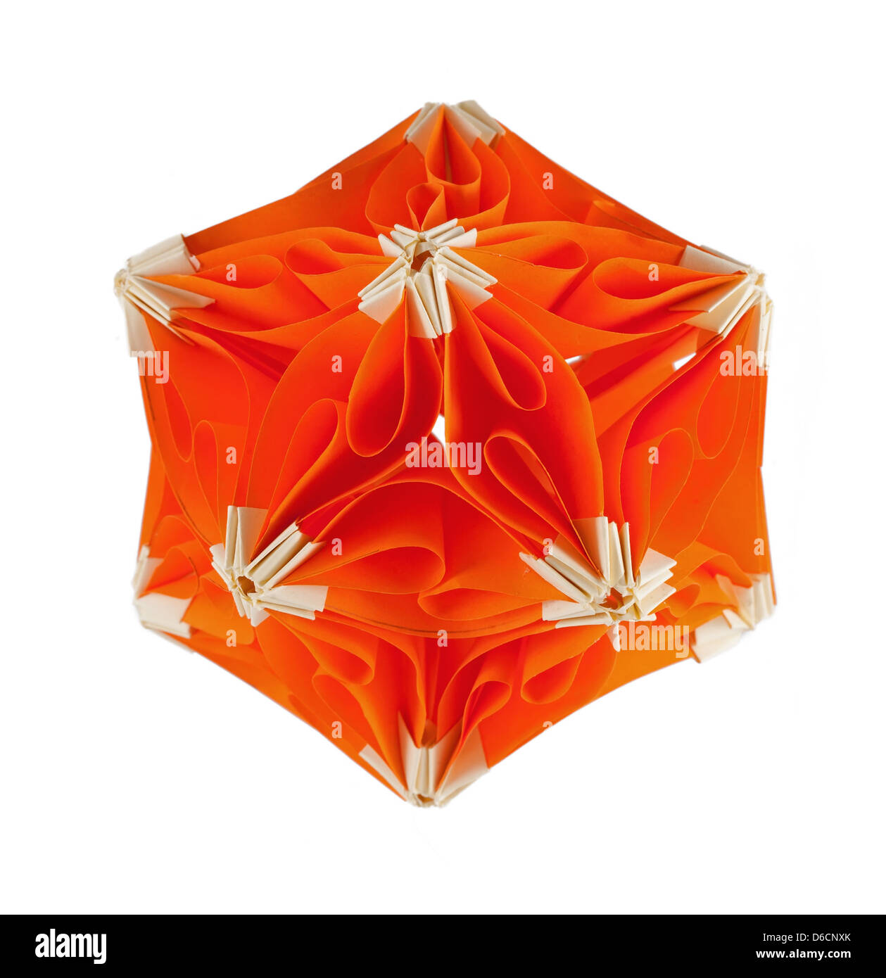 Red paper origami kusudama Stock Photo