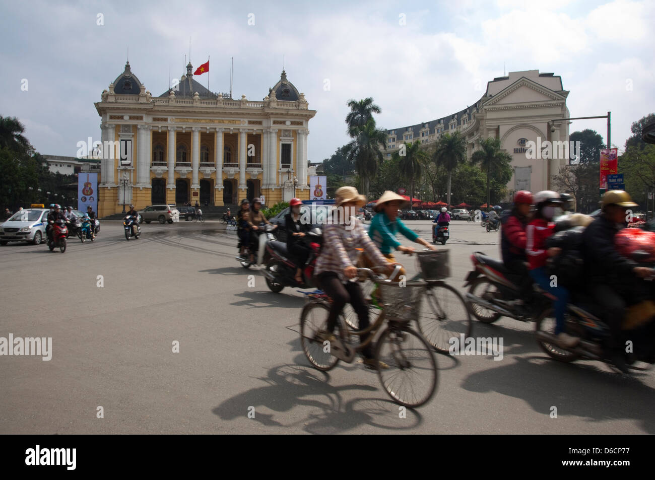 Horizontal wide angle of Hanoi Opera House, Nhà hát lớn Hà Nội, in central Hanoi. Stock Photo