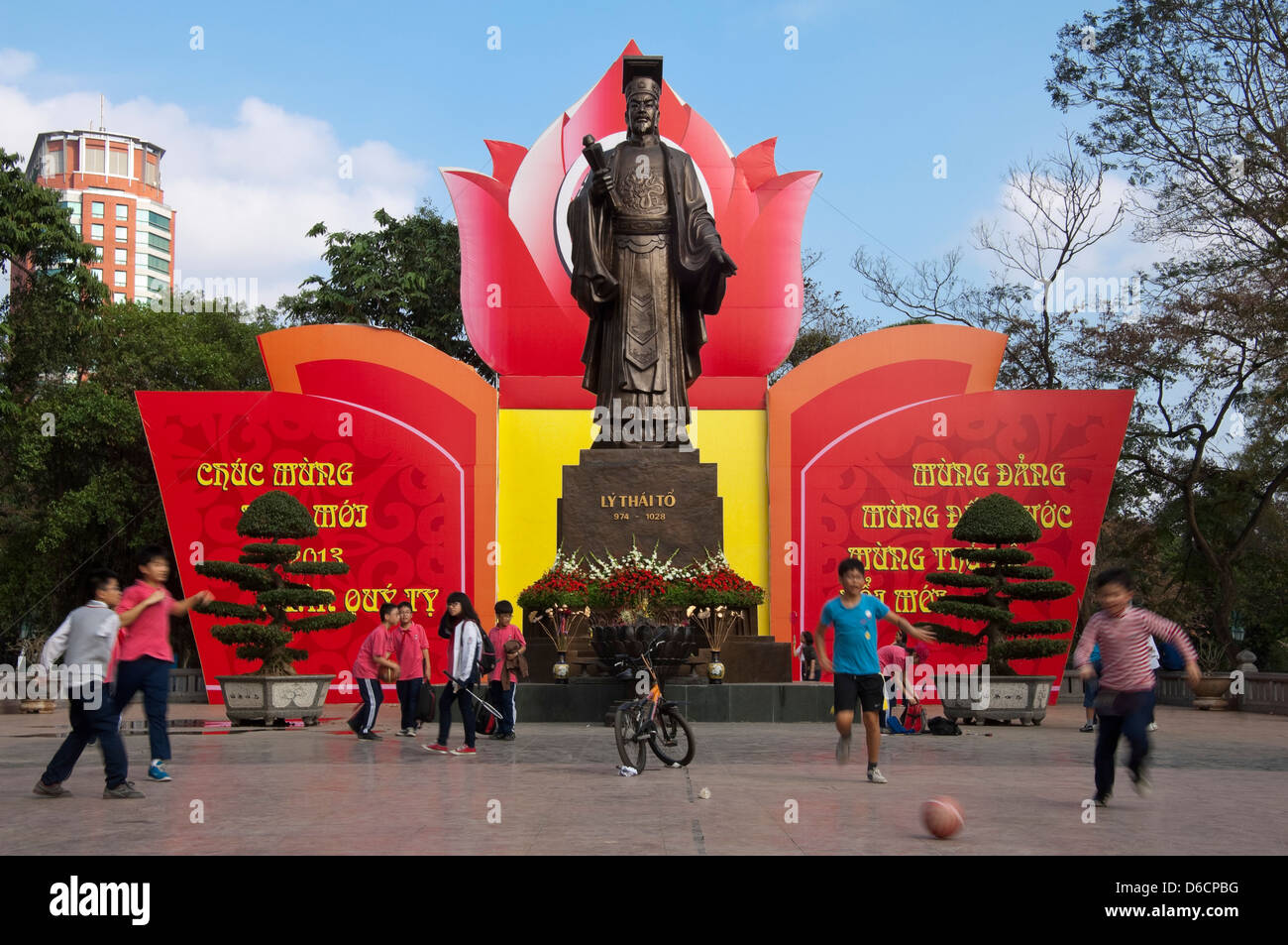 Horizontal close up of the prominent Vietnamese Emperor Lý Thái Tổ aka Lý Công Uẩn who founded Hanoi. Stock Photo