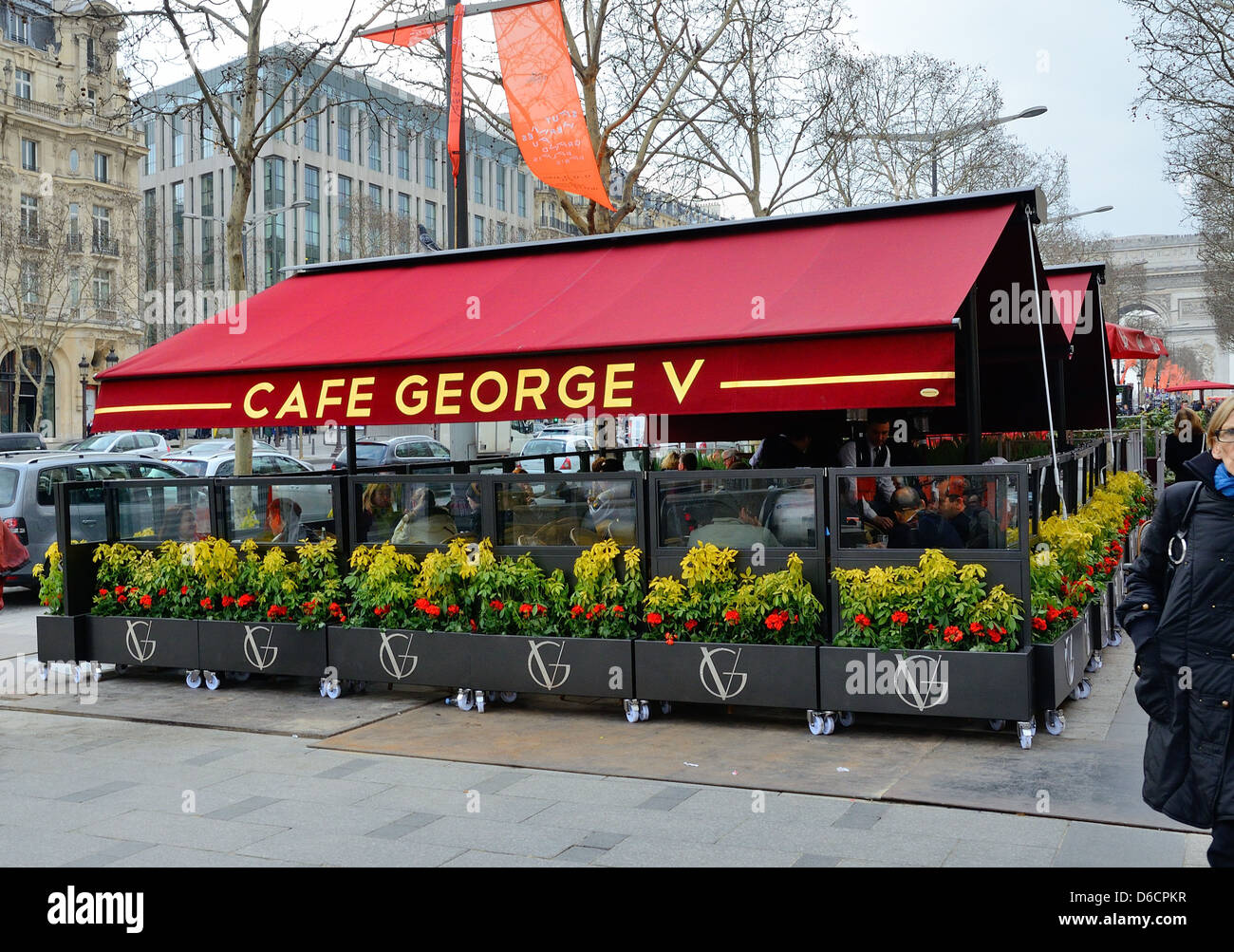 Café George V on the Avenue Champs-Elysees Paris France Stock Photo