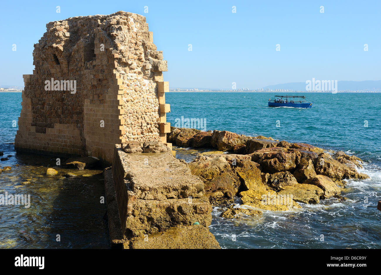 Remains of fortress walls of the Acre Stock Photo