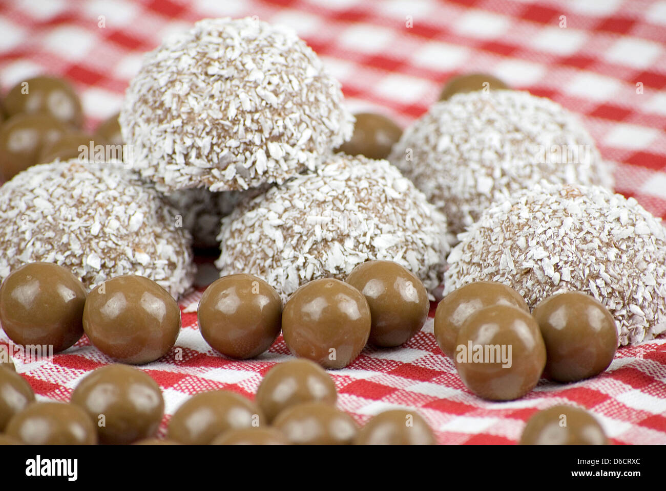 Chocolate and coconut covered marshmallow Stock Photo Alamy