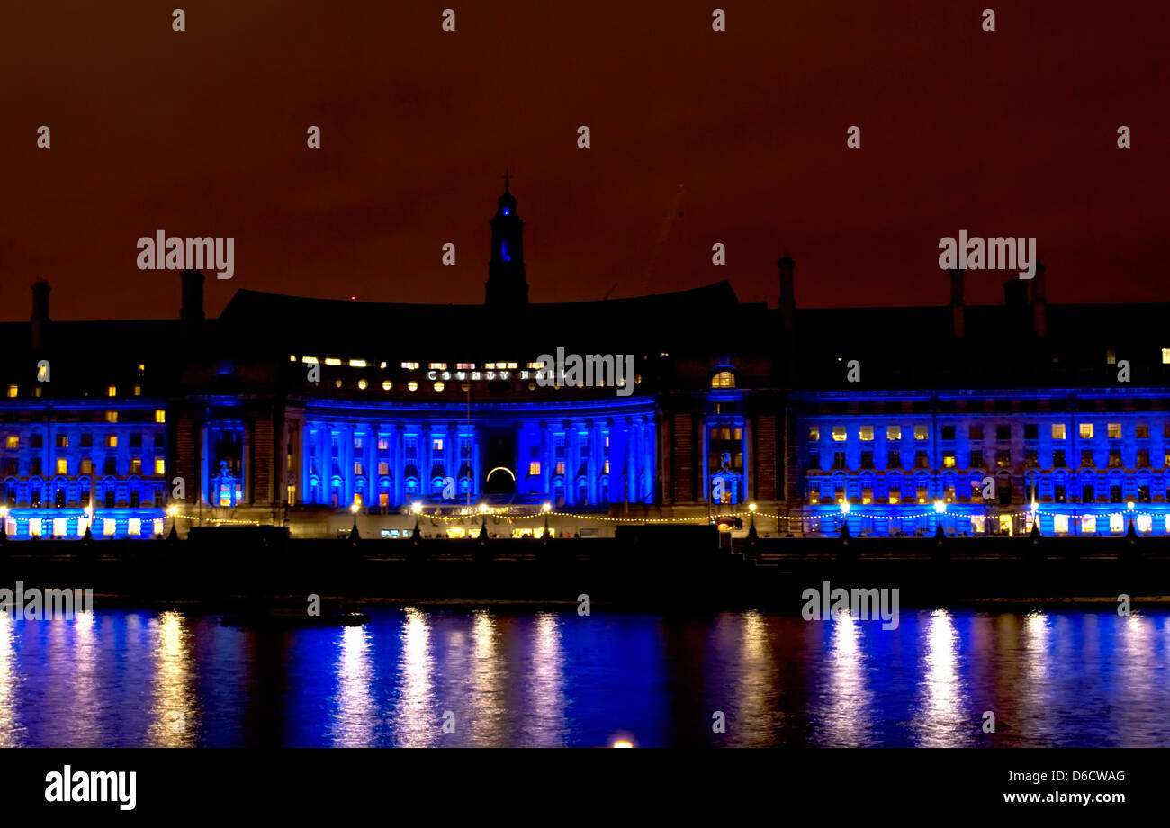 London eye and county hall building at night hi-res stock photography ...