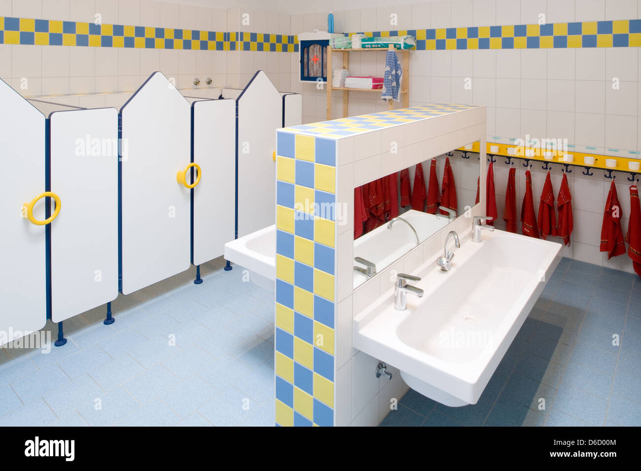 Berlin, Germany, washing and toilet room of a daycare center Stock