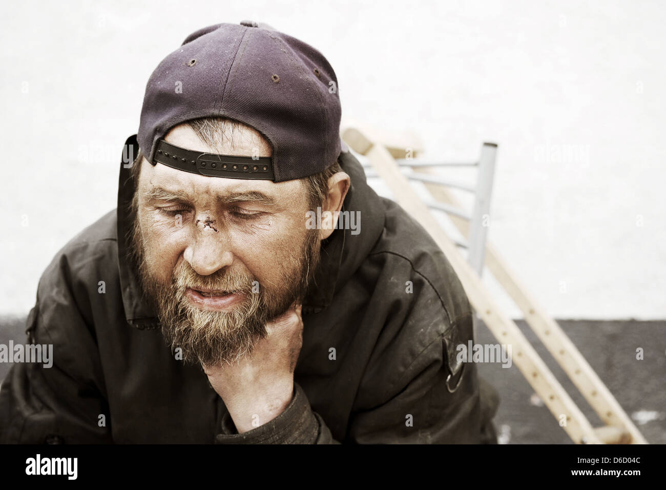Disabled homeless man Stock Photo