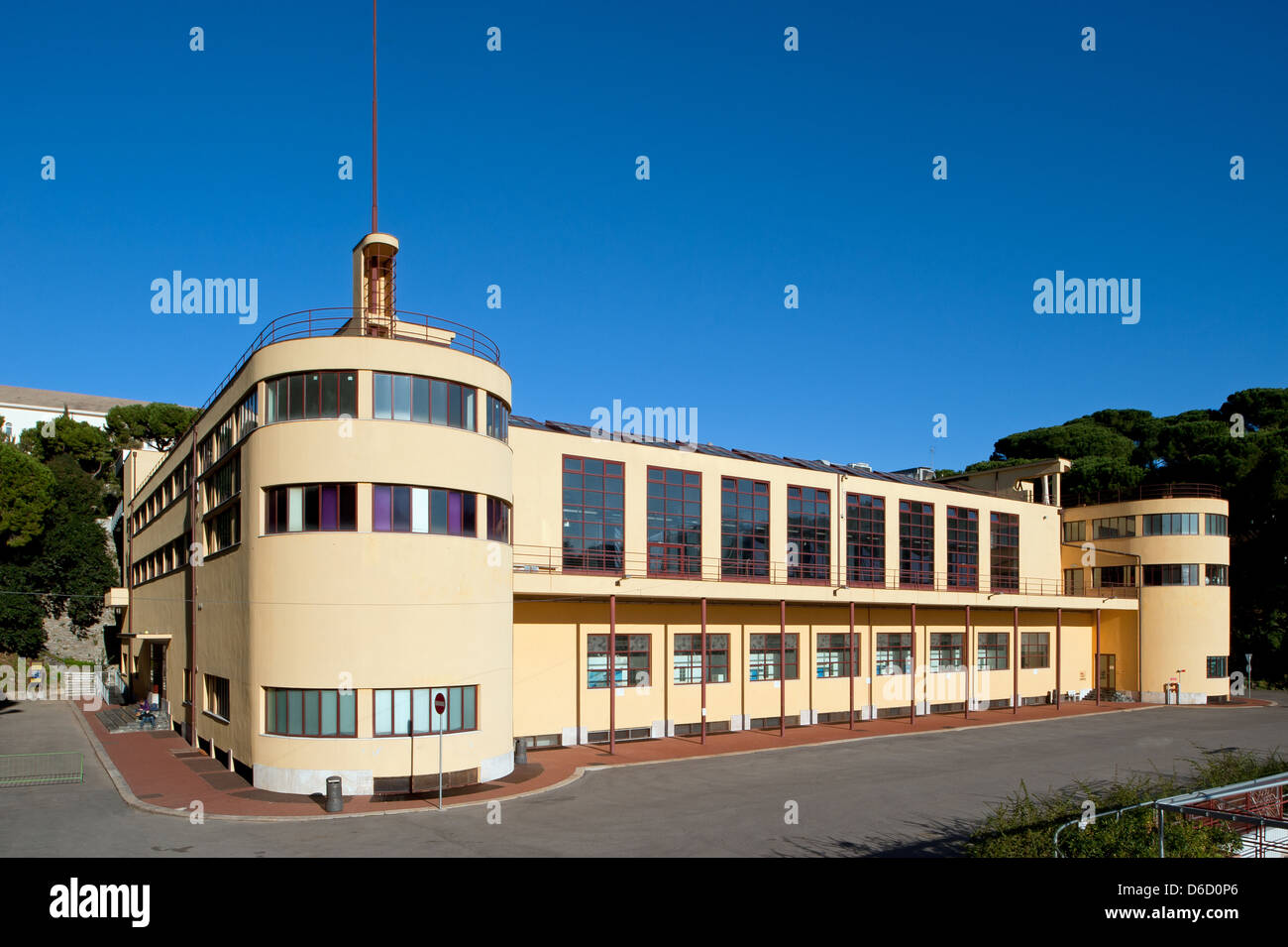 Genoa, Italy, the building of the Stadio Comunale di Nuoto Stock Photo