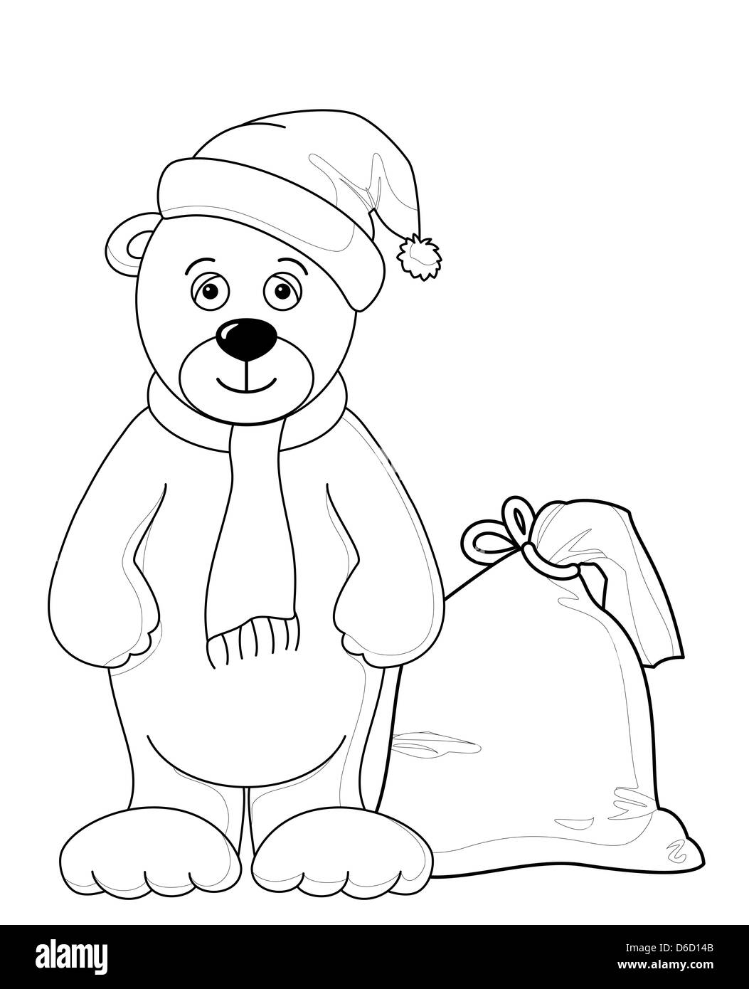Teddy bear Santa Claus, contours Stock Photo