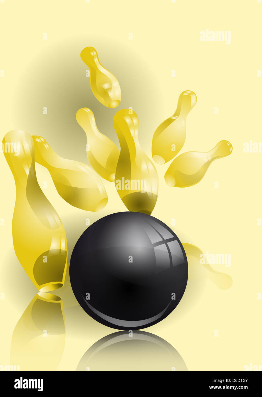 bowling. black bowling ball making a strike Stock Photo Alamy