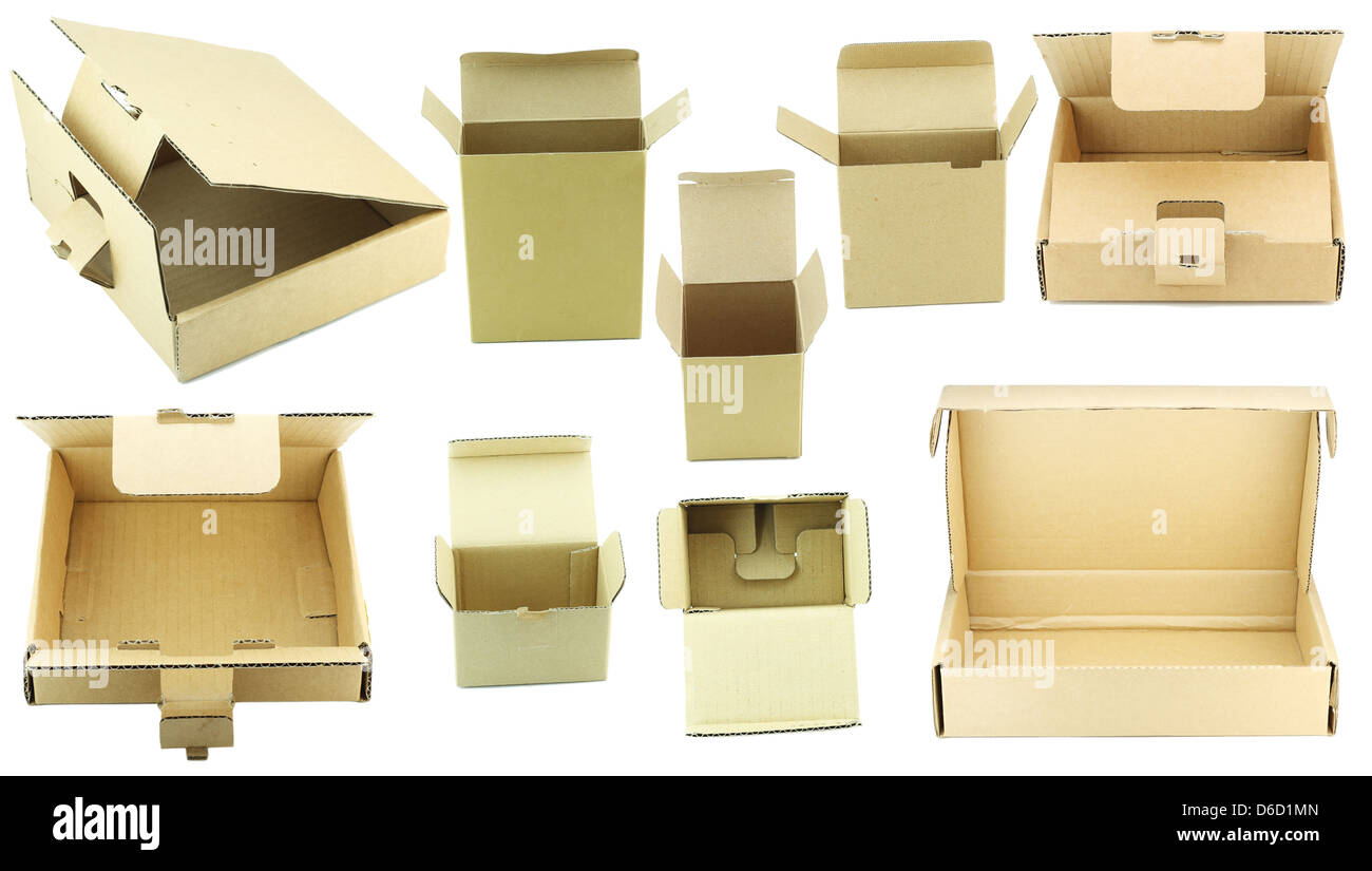 Set of  industrial opened cardboard boxes Stock Photo